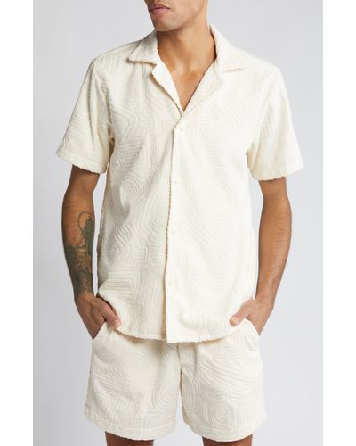 Oas Cream Golconda Terry Cloth Camp Shirt - Natural