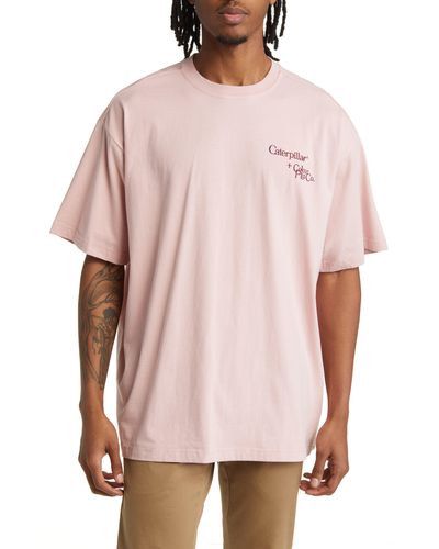 Caterpillar X Color Plus Co. Embroidered Cotton T-shirt - Pink