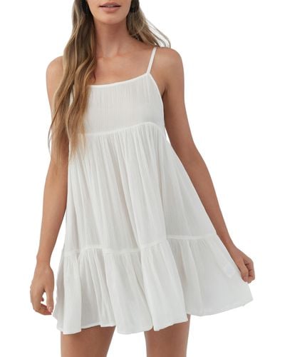 O'neill Sportswear Rilee Crinkle Tiered Cover-up Dress - White