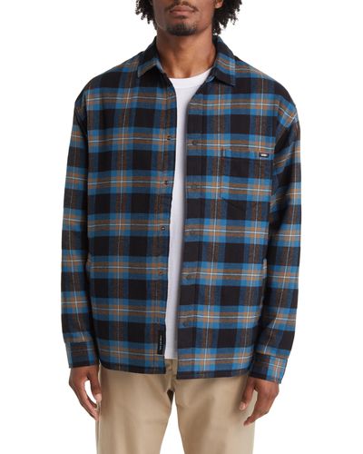Vans Kesler Plaid Flannel Snap-up Shirt With Quilted Lining - Multicolor