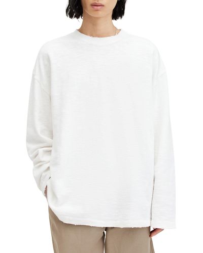 AllSaints Distressed Crewneck Sweater - White