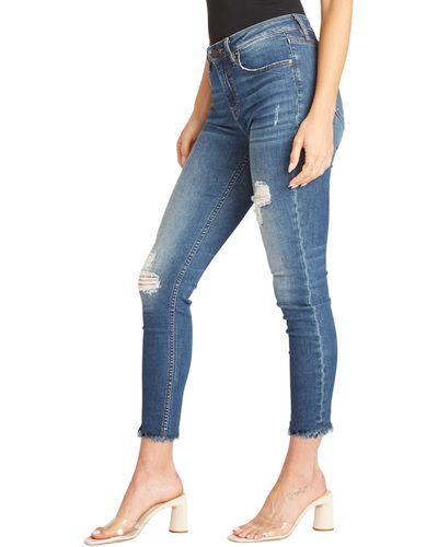 Vigoss jagger Distressed Raw Hem Skinny Jeans - Blue