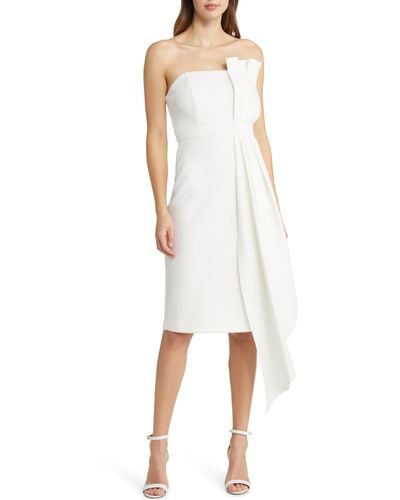 Eliza J Strapless Scuba Crepe Cocktail Dress - White