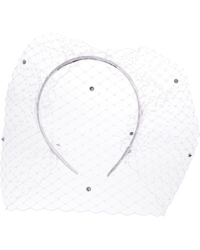 KAT AND CLARESE Crystal Embellished Veil - White