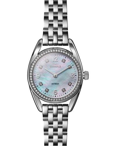 Shinola Derby Diamond & Mother-of-pearl Bracelet Watch - Gray