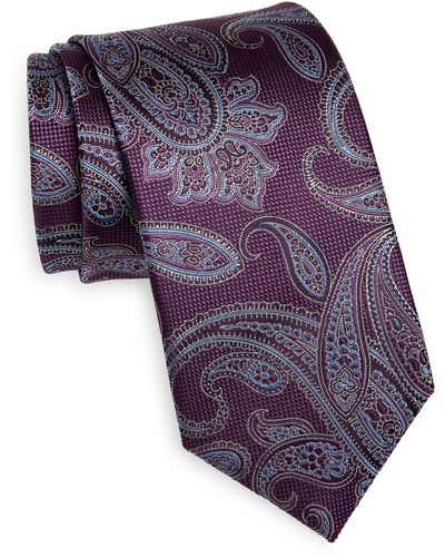 Canali Paisley Silk Tie - Purple