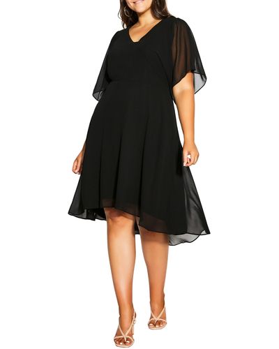 City Chic Adore Ruffle A-line Dress - Black