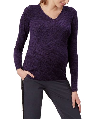 Stowaway Collection Directional Knit Maternity Top - Blue