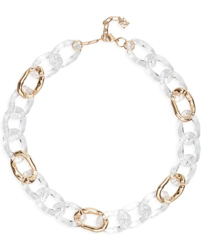 Open Edit Sculpted Lucite Link Collar Necklace - White