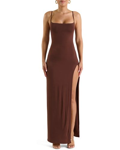 Naked Wardrobe Smooth Sleeveless Dress - Brown