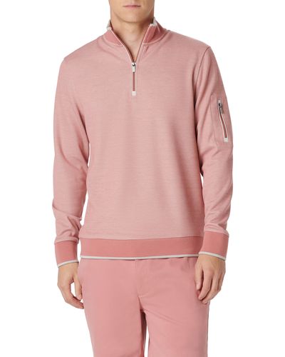 Bugatchi Quarter Zip Pullover - Pink