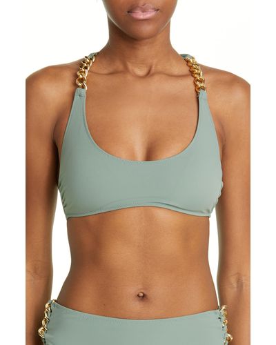 Stella McCartney Falabella Chain Detail Bikini Top - Green