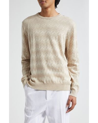 Missoni Zigzag Crewneck Cashmere Sweater - Natural