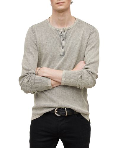 John Varvatos Memphis Waffle Long Sleeve Henley - Gray