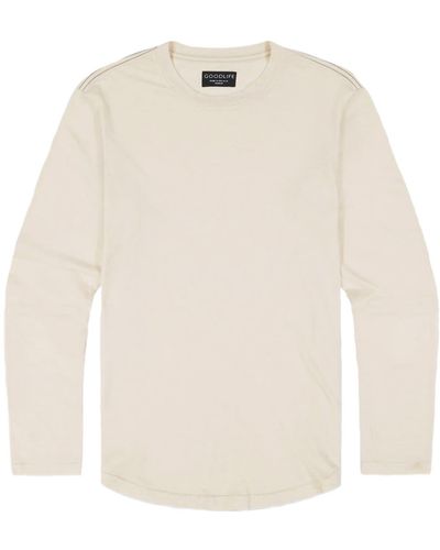 Goodlife Tri-blend Long Sleeve Scallop Crew T-shirt - White