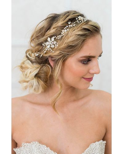 Brides & Hairpins Atiena Embellished Floral Motif Halo & Sash - Natural