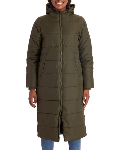 Modern Eternity 3-in-1 Long Quilted Waterproof Maternity Puffer Coat - Green