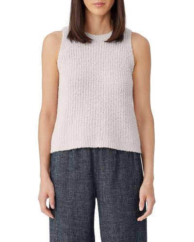 Eileen Fisher Organic Cotton Blend Sleeveless Sweater - Blue