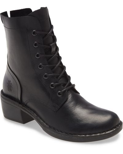Fly London Milu Lace-up Leather Boot - Black