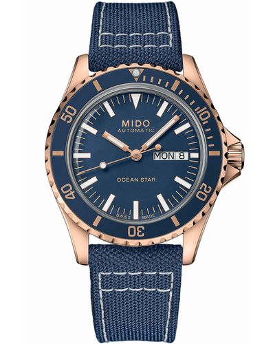 MIDO Ocean Star Tribute Automatic Textile Strap Watch - Blue