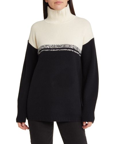 Nordstrom Colorblock Cashmere Tunic Sweater - Black