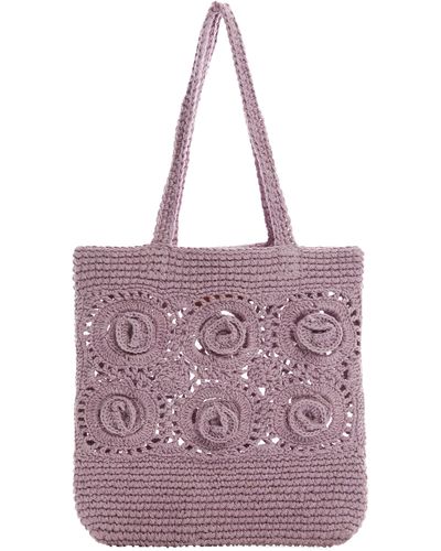 Mango Mini Floral Embellished Crocheted Bag - Purple