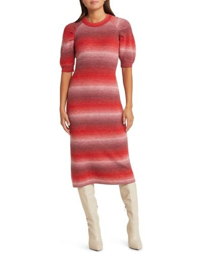 Adelyn Rae Lauren Ombré Midi Sweater Dress - Red