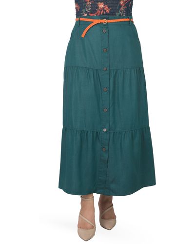Standards & Practices Denim Maxi Peasant Skirt - Green