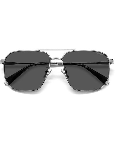 Polaroid 59mm Polarized Rectangular Sunglasses - Black