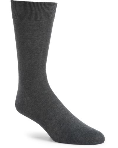 Canali Solid Cotton Dress Socks - Gray