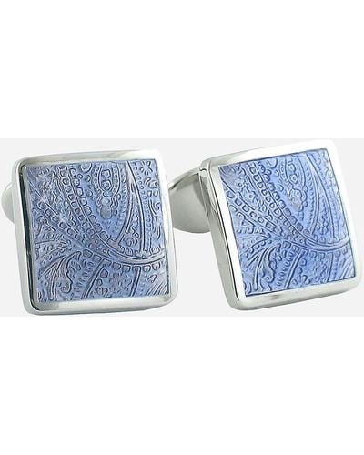 David Donahue Sterling Silver Cuff Links - Blue