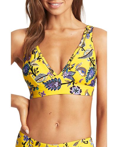 Sea Level Longline Triangle Bikini Top - Yellow