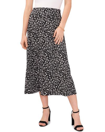 Chaus Floral Pull-on A-line Skirt - Black