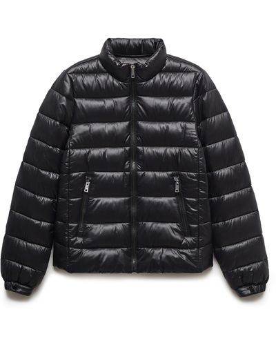 Mango Quilted Water Repellent Puffer Jacket - Black
