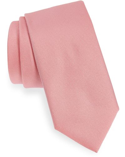 BOSS Solid Black Silk Tie - Pink