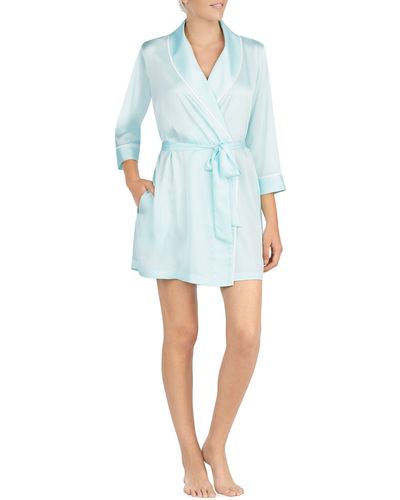 Kate Spade Happily Ever After Charmeuse Short Robe - Blue
