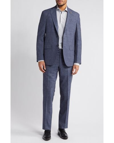 Ted Baker Karl Slim Fit Slub Wool & Silk Blend Suit - Blue