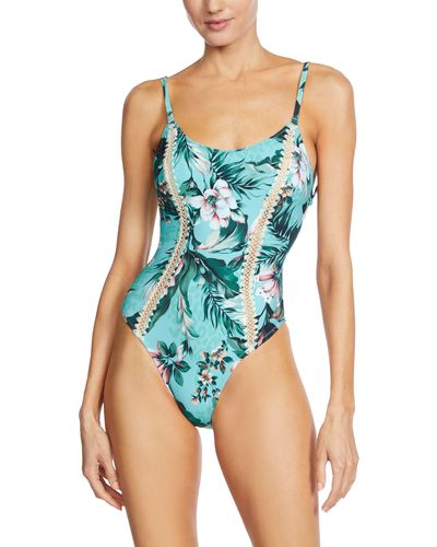 Robin Piccone Mai Inset Plunge One-piece Swimsuit - Blue
