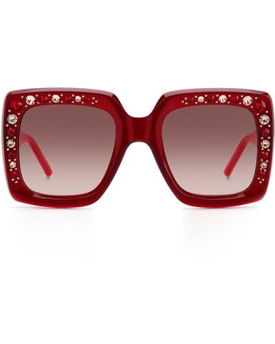 Carolina Herrera 53mm Crystal Embellished Square Sunglasses - Red