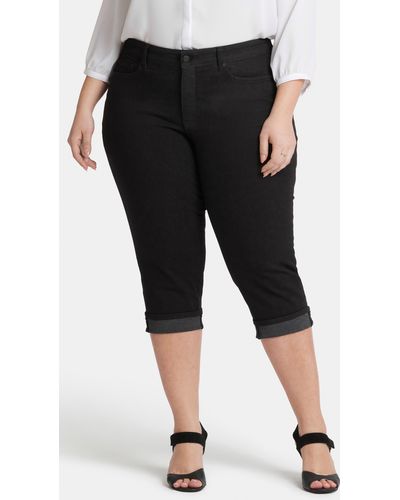 NYDJ Marilyn Cool Embrace Cuff Crop Straight Leg Jeans - Black