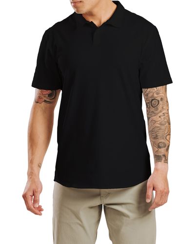 Western Rise Cotton Blend Polo Shirt - Black