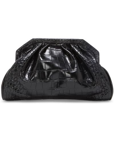 Vince Camuto Baklo Croc Embossed Leather Clutch - Black