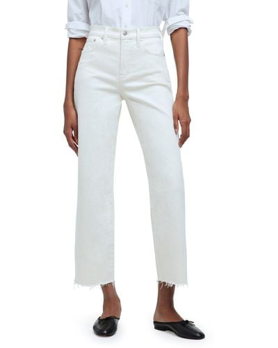 Madewell The Perfect Vintage Raw Hem High Waist Crop Wide Leg Jeans - White
