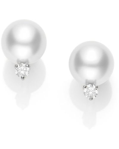 Mikimoto & Diamond Stud Earrings At Nordstrom - White
