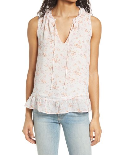 Gibsonlook Floral Ruffle Blouse - White
