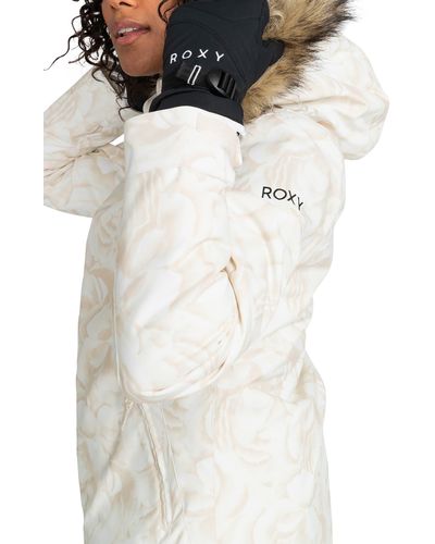 Roxy Jet Ski Technical Snow Jacket With Removable Faux Fur Trim And Hood - White