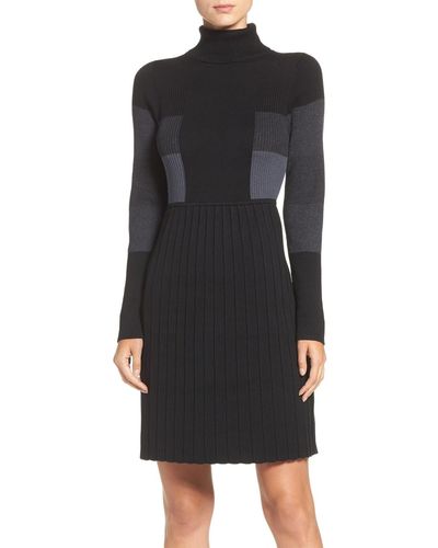Adrianna Papell Fit & Flare Sweater Dress - Black