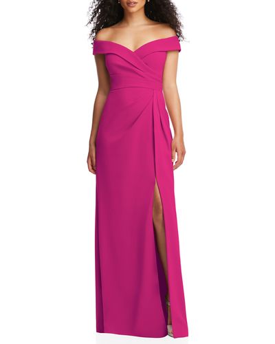 After Six Off The Shoulder Crepe Gown - Pink