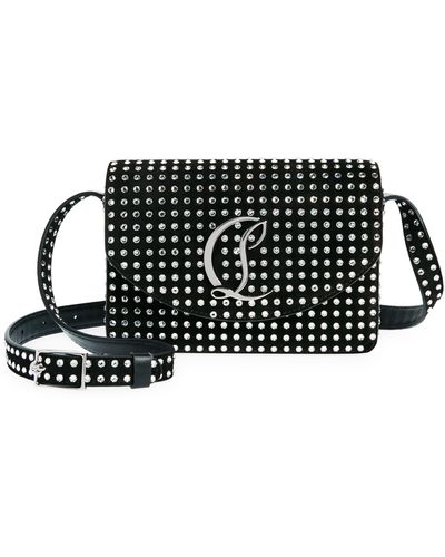 Christian Louboutin Small Loubi54 Crystal Embellished Leather Crossbody Bag - Black