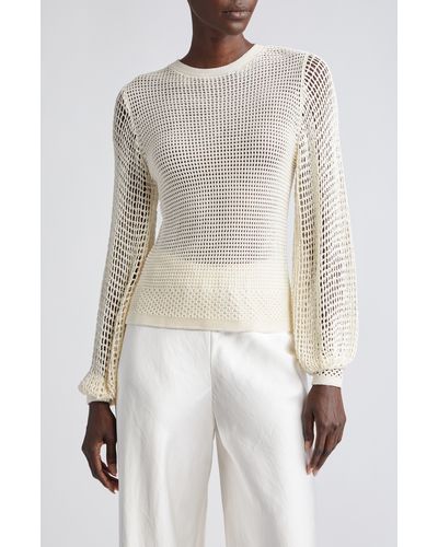 Zimmermann Natura Open Stitch Sweater - White